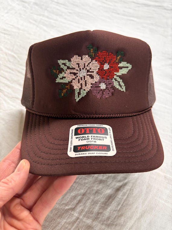 Blossom Trucker Hat, Mesh Back, Foam Front Snapback, Embroidered