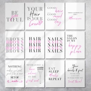 Láminas de salón: Citas sobre cabello, uñas y cejas (30 descargas digitales)