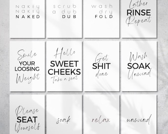 Bathroom Prints: Funny Quotes (Set of 80 Digital Downloads)