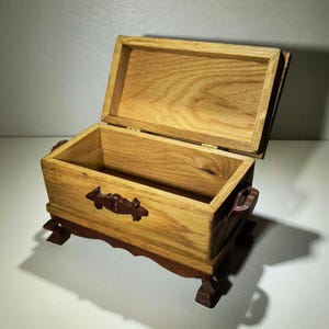 Vintage Handcrafted Wooden Cedar Chest Trinket Box