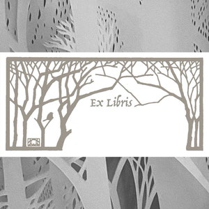 Fog Winter Trees Printable Book Plate Set of 10 per page Ex Libris for label templates measuring 2 x 4 ID label image 1