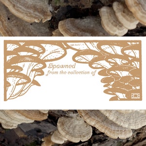 Tan Oyster Mushroom Printable Book Plate - Set of 10 per page - (Ex Libris for label templates measuring 2” x 4”) ID label