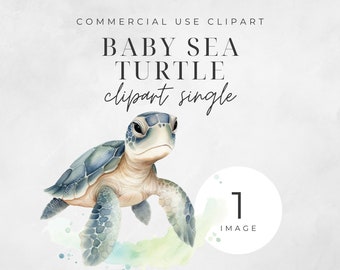 Sea Turtle Clipart PNG, Watercolor turtle, Undersea Ocean Clip Art, Cute baby Sea Turtle, Nautical theme, Instant download, Commercial use