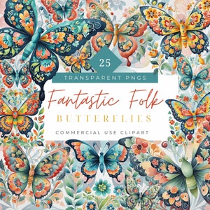 Folk Schmetterling Clipart Folk Art Motten Boho Schmetterling png Skandinavisches Design Blumen Schmetterlinge Cottagecore Folk Blumen Garten Clipart