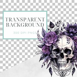 Gothic Roses Clipart moodyfloral Dark Floral Clipart Gothic Graphics Black and Purple Florals, Black Candles, Skulls and Florals, Dark Fairy image 5