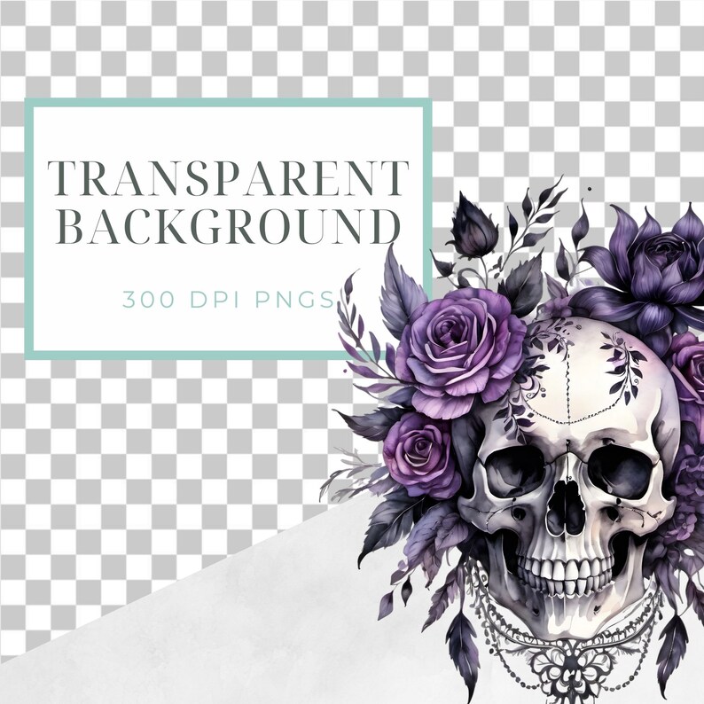 Gothic Roses Clipart moodyfloral Dark Floral Clipart Gothic Graphics Black and Purple Florals, Black Candles, Skulls and Florals, Dark Fairy image 5
