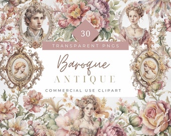 Baroque Clipart Victorian Journal Floral Baroque Junk Journal Rococo Digital paper Ephemera Printable Victorian Vintage Digital Download
