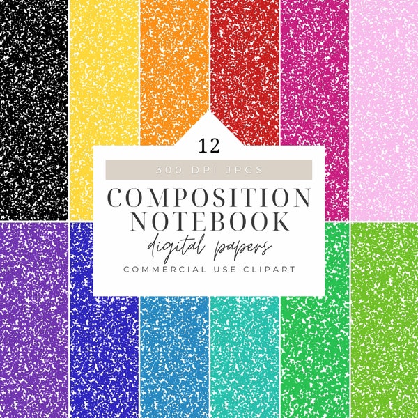 Composition Notebook Pattern Digital Paper, School Book Cover Paper Clipart, Note book Planner, Instant download, Commercial use