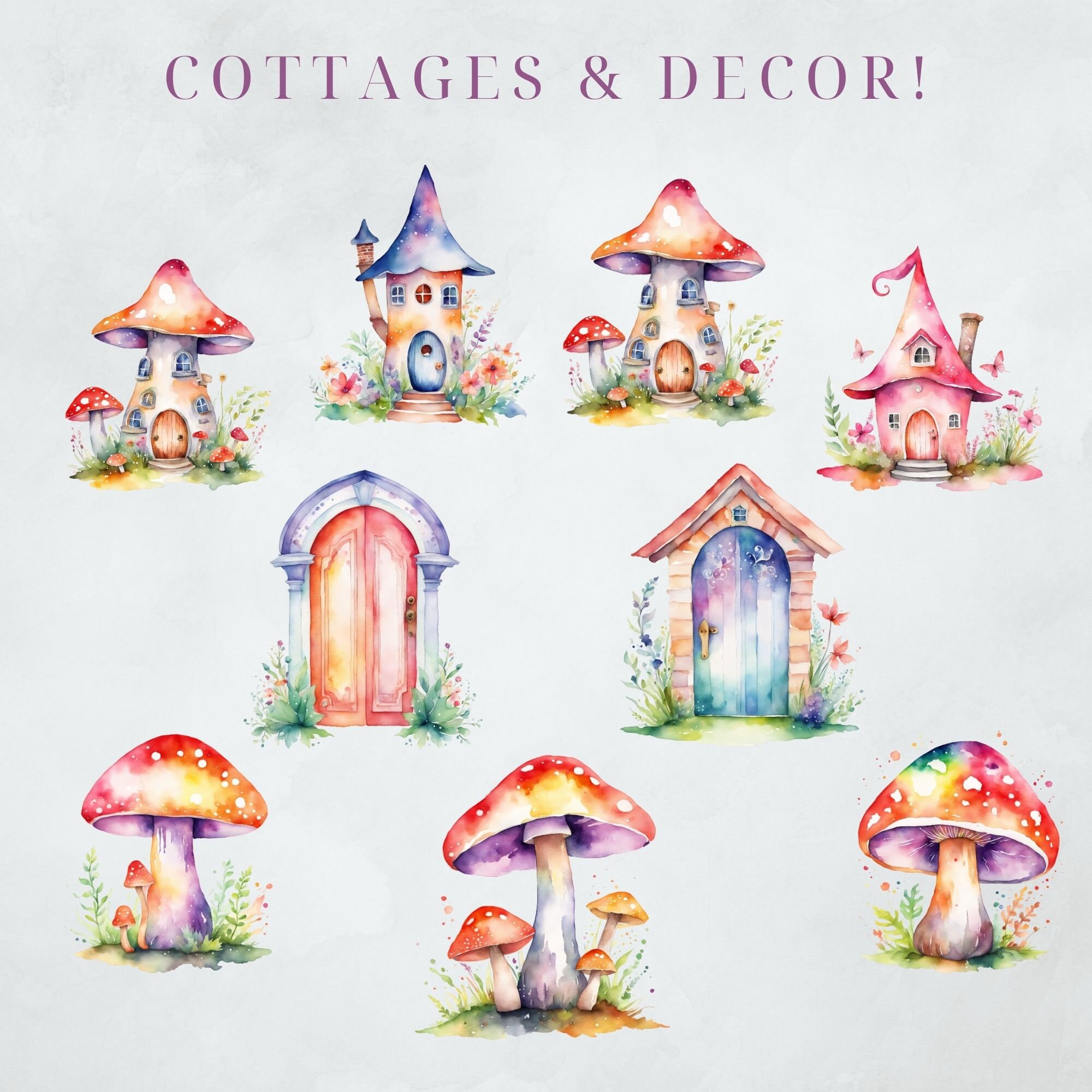 Watercolor Fairy Clipart Fairy Garden Png Fairytale Bundle Fairy Door ...