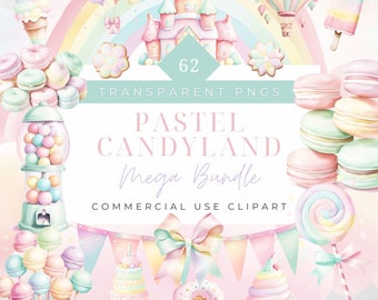 Pastel Candy Clipart Candy Floss Snoep Clipart Candyland Clipart Png Digitale Download Digitale Papier Crafting Gingerbread House Ice Cream
