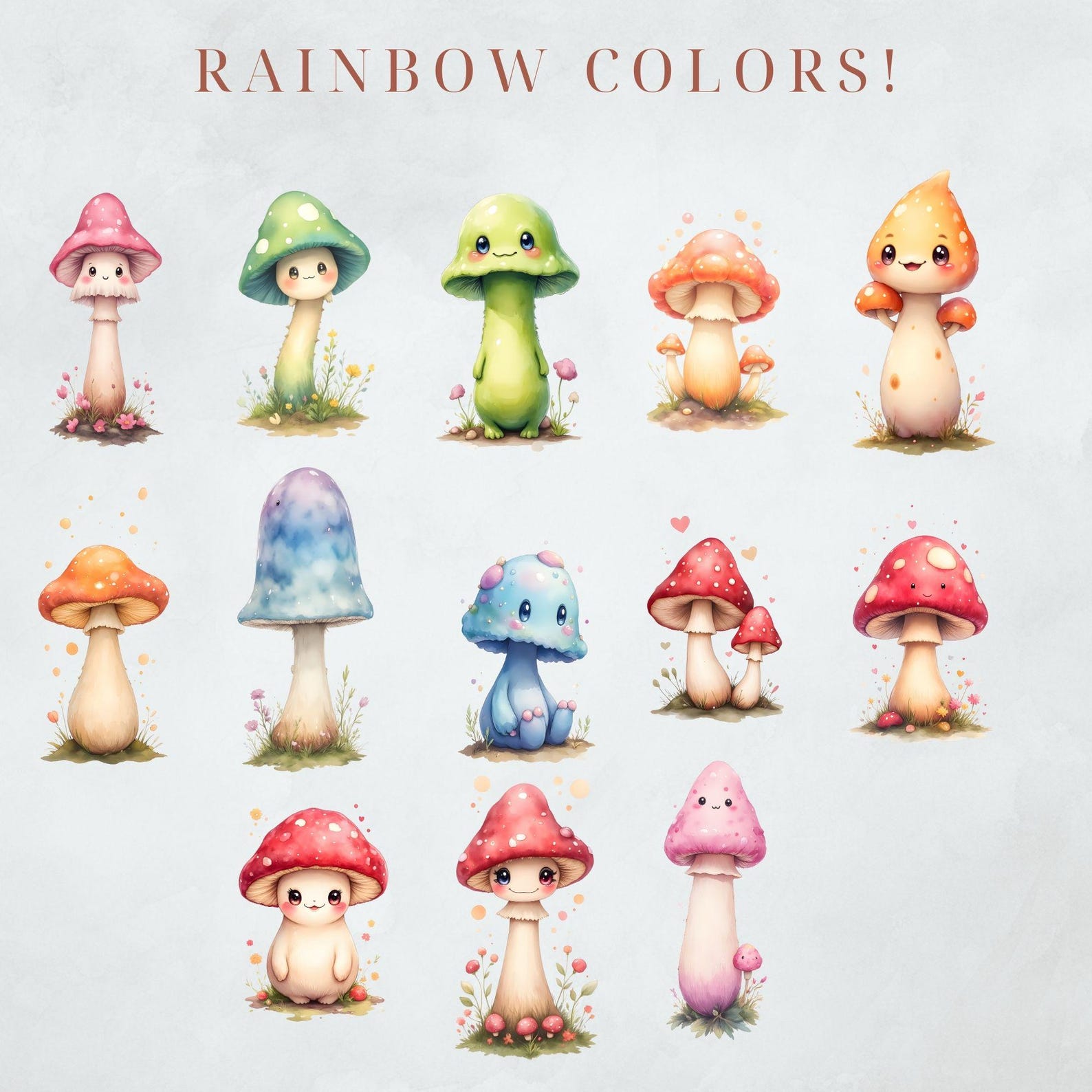 Cute Mushroom Graphics Kawaii Mushroom PNG Fungi Clipart Quirky ...