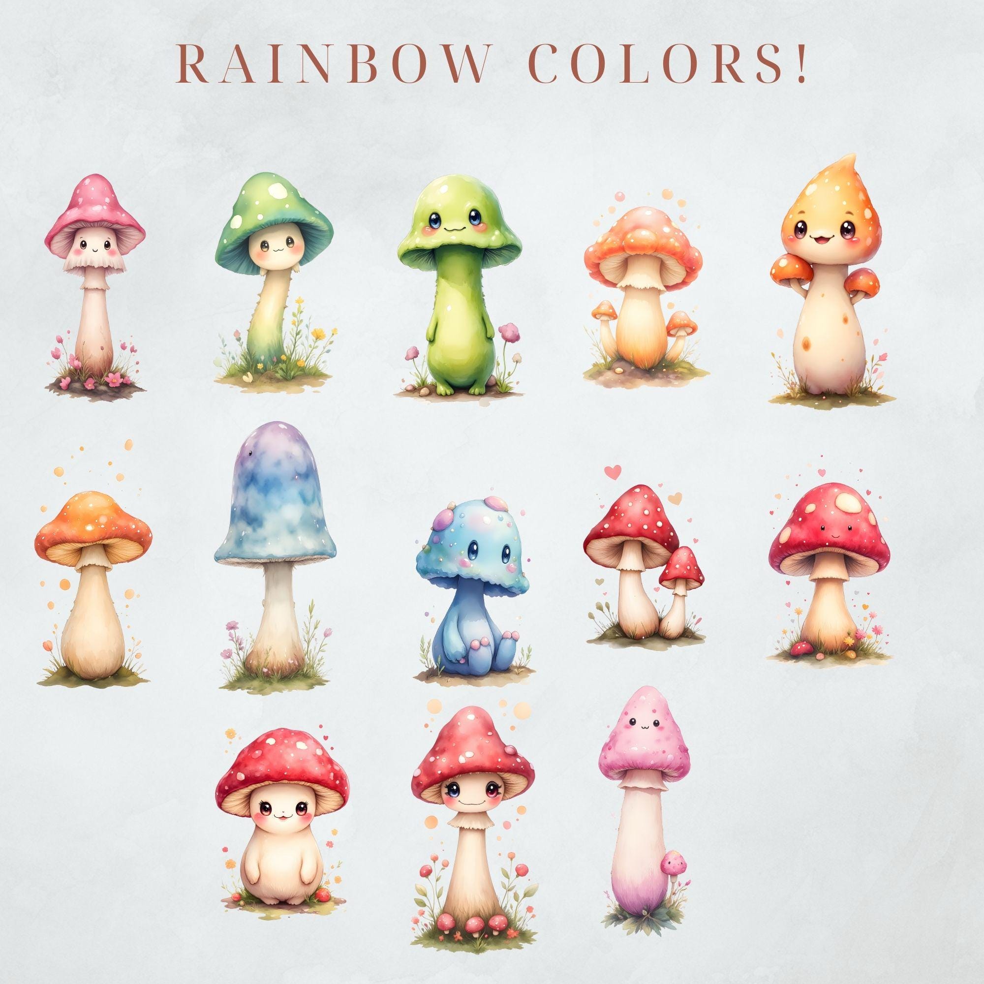 Cute Mushroom Graphics Kawaii Mushroom PNG Fungi Clipart Quirky ...