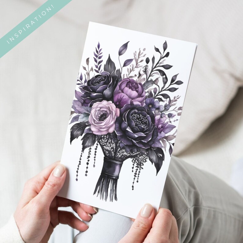 Gothic Roses Clipart moodyfloral Dark Floral Clipart Gothic Graphics Black and Purple Florals, Black Candles, Skulls and Florals, Dark Fairy image 7