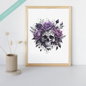 Gothic Roses Clipart moodyfloral Dark Floral Clipart Gothic Graphics Black and Purple Florals, Black Candles, Skulls and Florals, Dark Fairy image 8