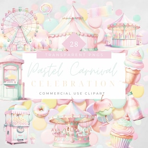 Pastell Candy Karussell Clipart Zuckerwatte Süßigkeiten Clipart Candyland Clipart Png Digital Download Aquarell Karneval Papier Basteln Eiscreme