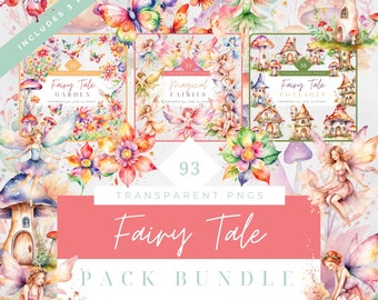 Watercolor Fairy Clipart Fairy Garden png fairytale bundle fairy door clipart butterfly wings party decor invitation sublimation junkjournal