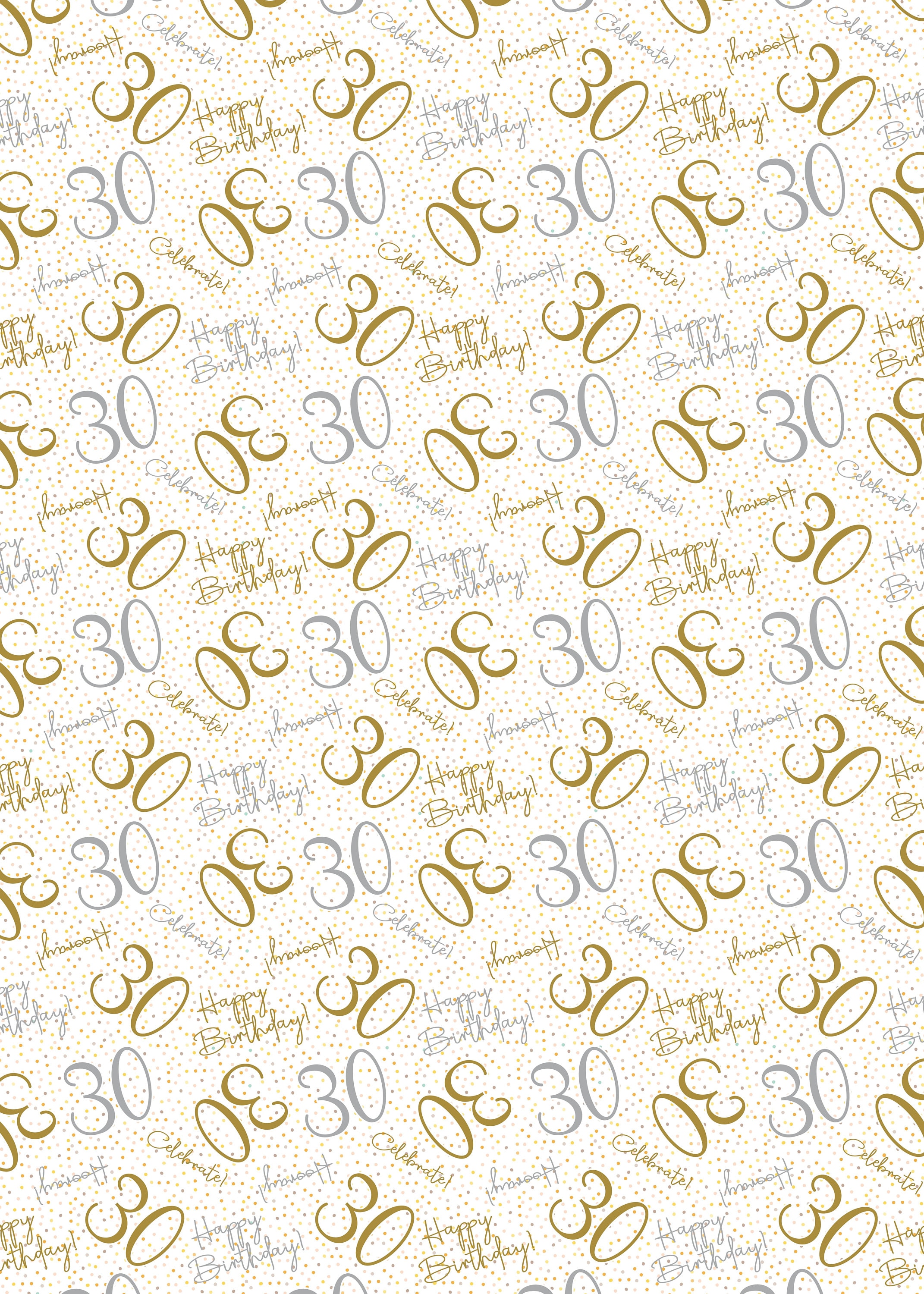 2 Sheets 30th Happy Birthday Celebrate Hooray Pink Female Wrapping Paper Age 30 Birthday Ladies Giftwrap (PA