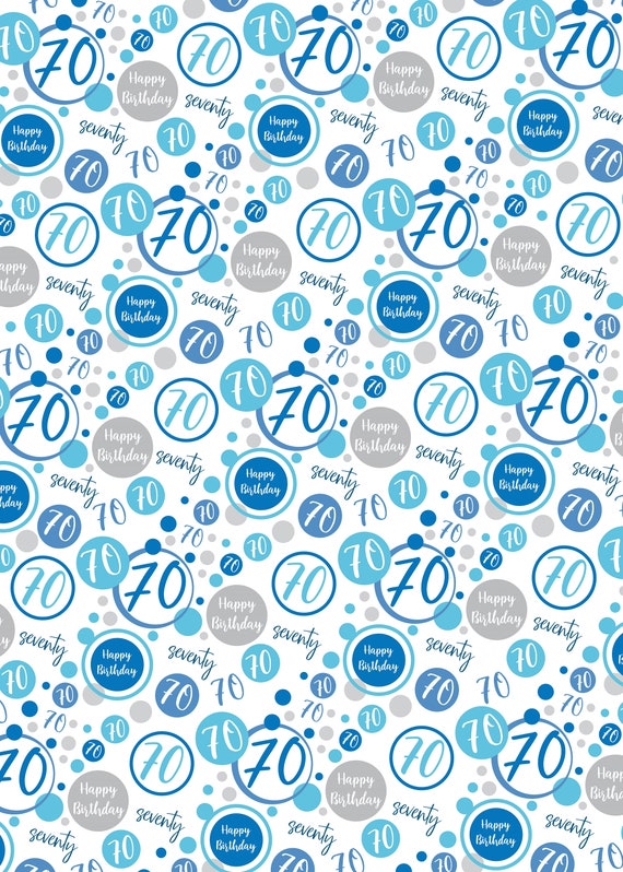 2 Sheets 70th Birthday White Multi Wrapping Paper Age 70 High Quality Attractive Male Female Unisex Giftwrap - View #14