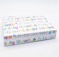 Baby Shower Wrapping Paper Writing Multi Coloured Unisex Design Boy Girl Male Female New Baby Arrival Gender Reveal (2 SHEETS)