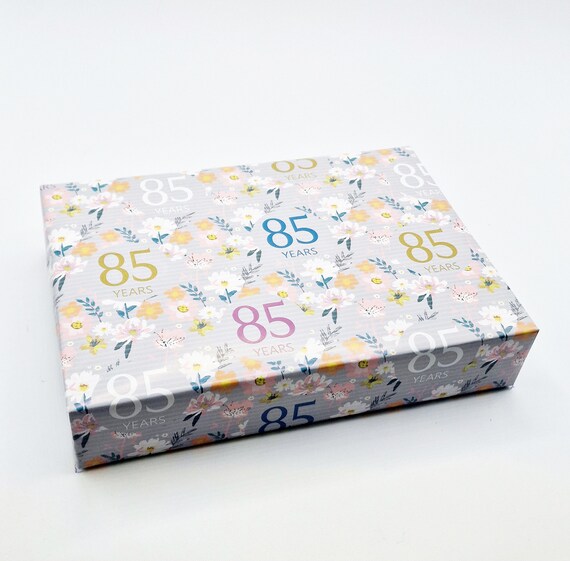 85th Birthday Wrapping Paper Age 85 Birthday Silver Grey Elegant