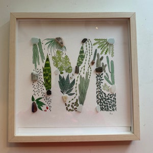 Carta Pintura de planta com vidro marinho