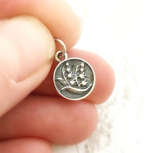 Sterling Silver Lily of the Valley charm Flower Charm Lily Charm Sterling Silver Charm for jewelry making image 1