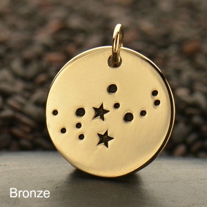 Zodiac Charms, sterling silver disc charm or pendant. Constellation Birthday Gift, Star sign, DIY jewelry image 5