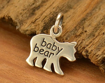 Baby Bear charm or pendant, sterling silver, diy gift for her, make your own necklace, add to your charm bracelet, small