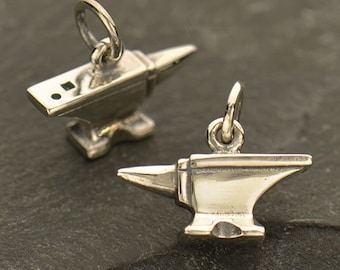 Sterling silver tiny tool charm, anvil, add to your charm bracelet necklace or keyring, diy jewelry, metal worker, jewelry maker