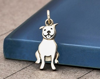 Sterling Silver Pitbull Charm, add to your bracelet or necklace, diy jewelry