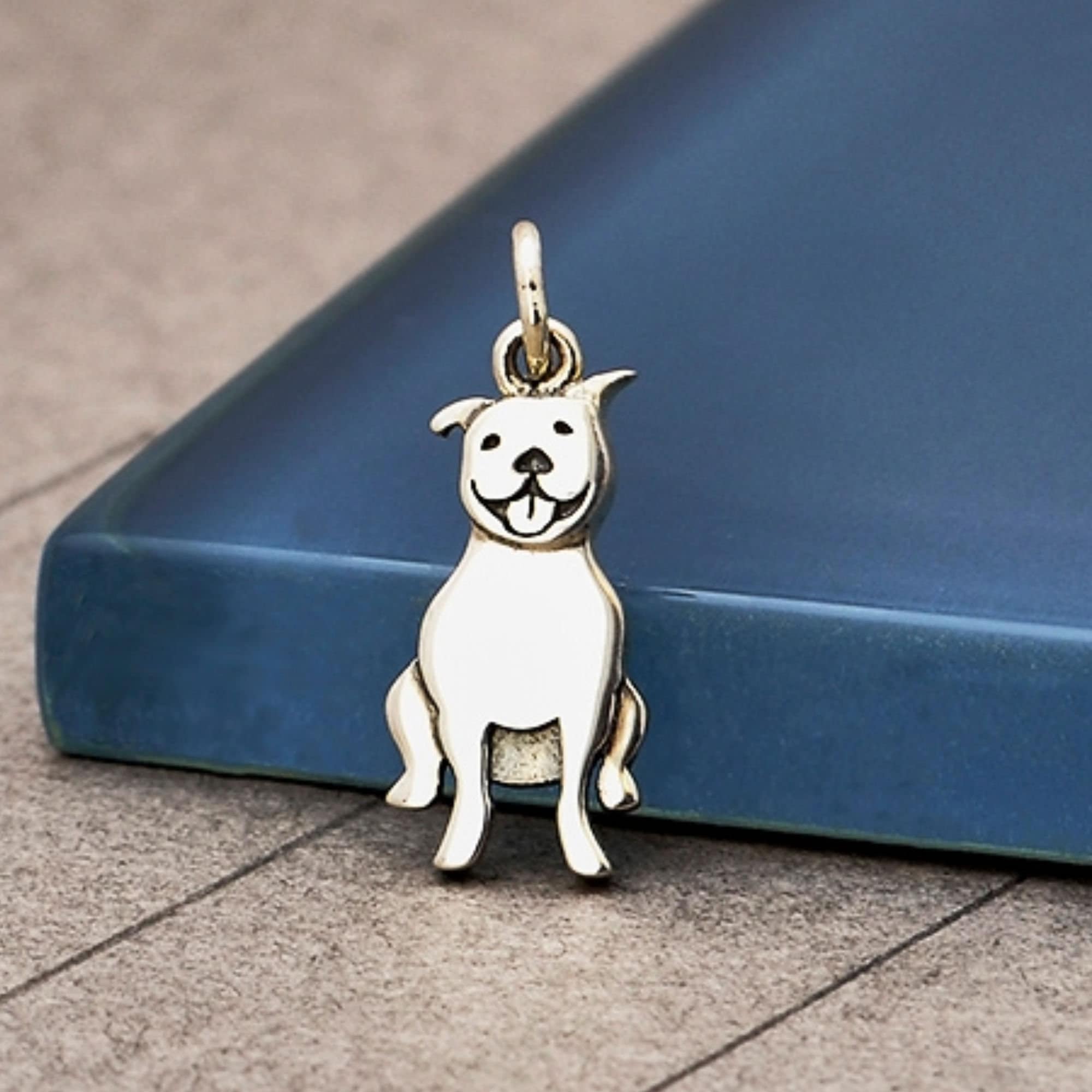Sterling Silver 3D 21x26mm 9gram Heavy Solid Pit Bull Dog Charm 