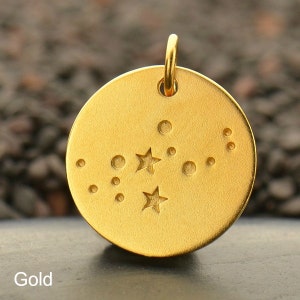 Zodiac Charms, sterling silver disc charm or pendant. Constellation Birthday Gift, Star sign, DIY jewelry image 4