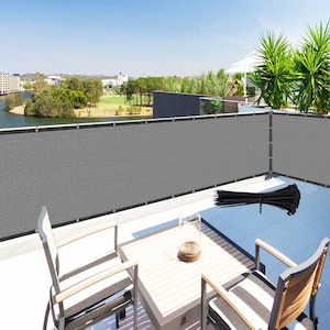 Houssity 4' Tall Balcony Deck Fence Privacy Screen Cover Panel Shade Cloth Fabric for Chain Link Fence Railing Porch Yard and Zip Cable Ties