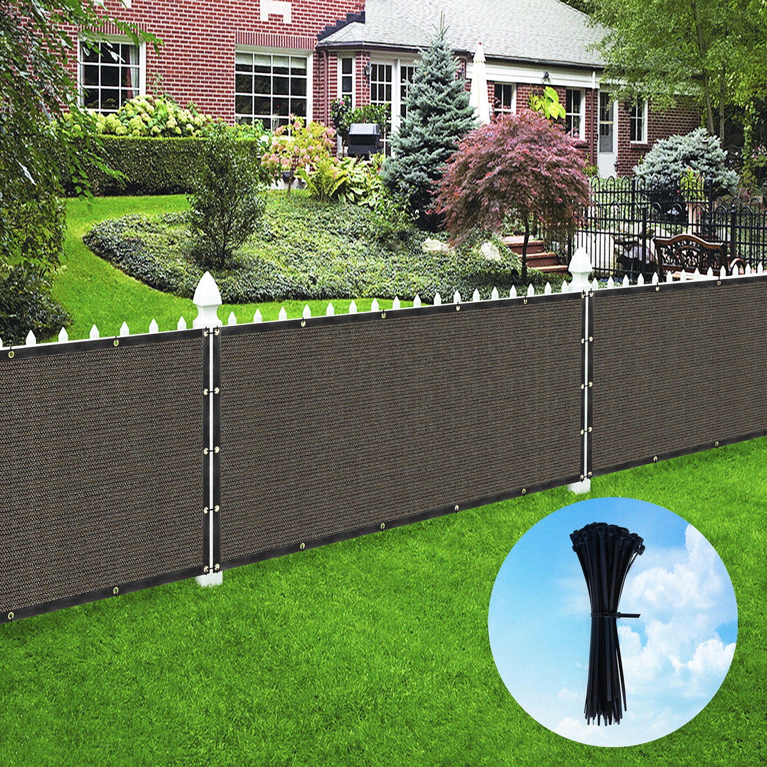 Royal Shade Sichtschutznetz Für Zaun – 8' X 25', Beige, UV-beständig, Mit Ösen & Kabelbindern