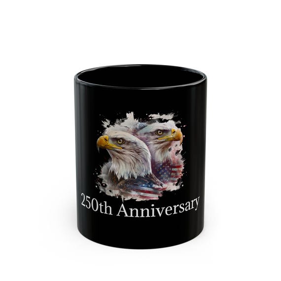 250th Anniversary American Bald Eagle Mug | Black Ceramic