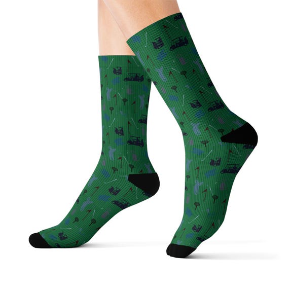 Green Golf Pattern Socks | Sublimation Crew Socks