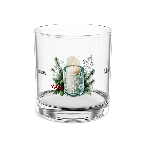 Christmas Rocks Glass, Festive Holiday 10oz Whiskey Glass - Xmas Drinkware, Winter Celebration Decor, Gift for Him, Merry Christmas