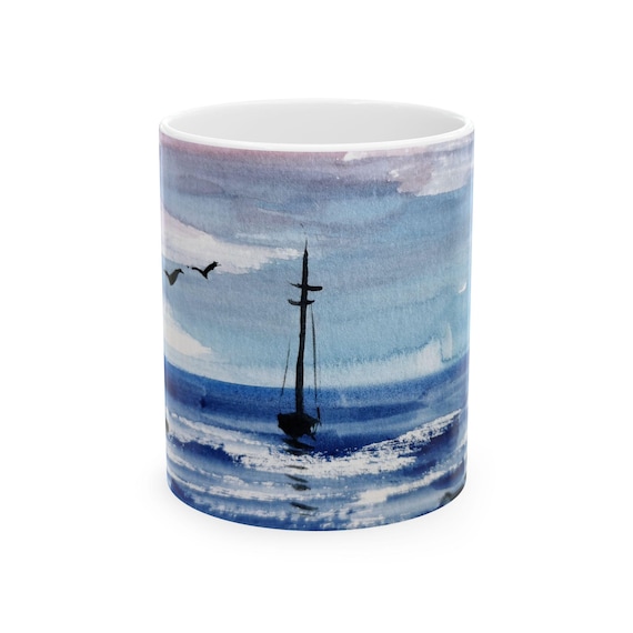 Coastal Boat Scene Mug | Ceramic Mug