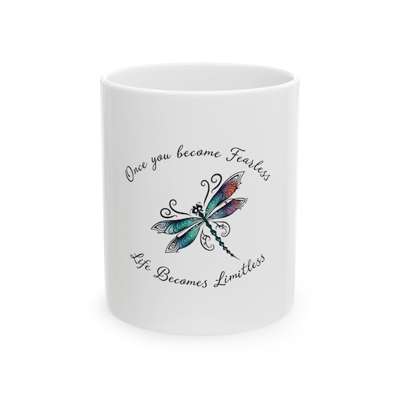 Colorful Dragonfly Coffee Mug, 11oz Mugs with a special gift ceramic mug fork your morning coffee