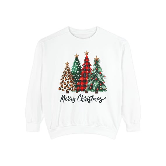 Leopard Plaid Christmas Trees Sweatshirt | Merry Christmas Holiday