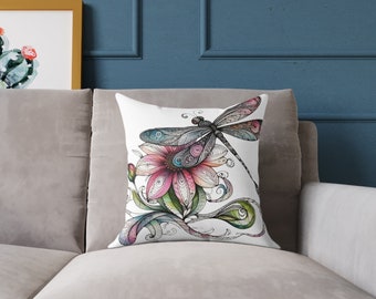Cuscino decorativo a forma di libellula: cuscino decorativo in poliestere con stampa bifacciale