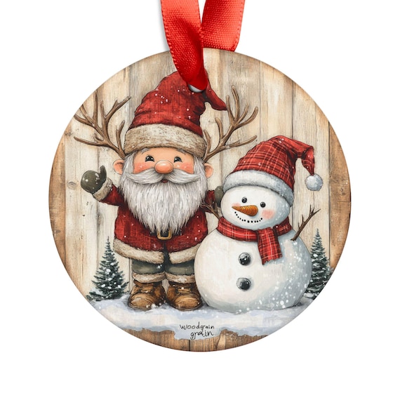 Acrylic Ornament, Christmas Santa and Snowman Holiday Decor Decoration, Tree Ornament, Hanging Bauble, Festive Gift, Xmas Ornament, Winter