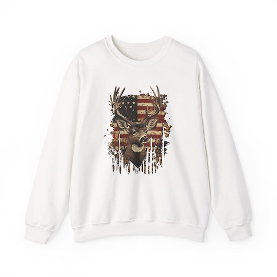 American Flag Deer Head sweatshirt | Rustic Hunting Buck Crewneck