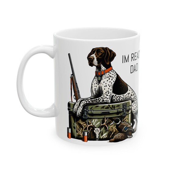 German Shorthaired Pointer hunting dog Mug | Ceramic Mug with Retriever, Duck Decoy, Rifle