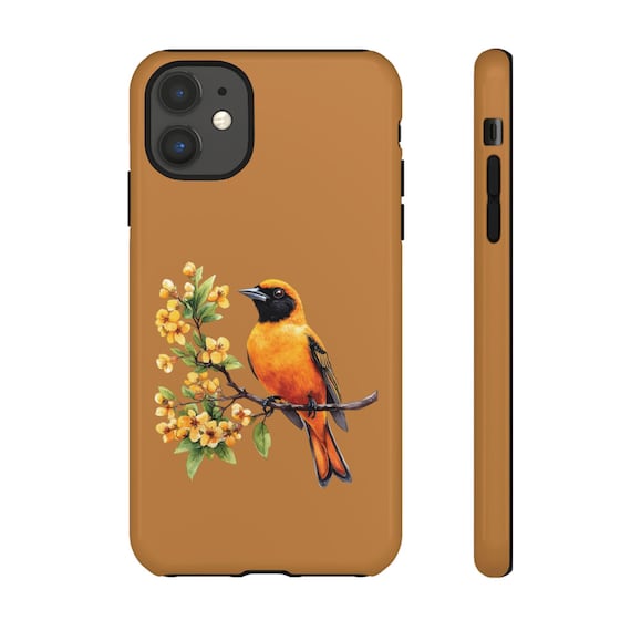 Oriole Bird Illustration phone case | Tangerine Yellow Branch