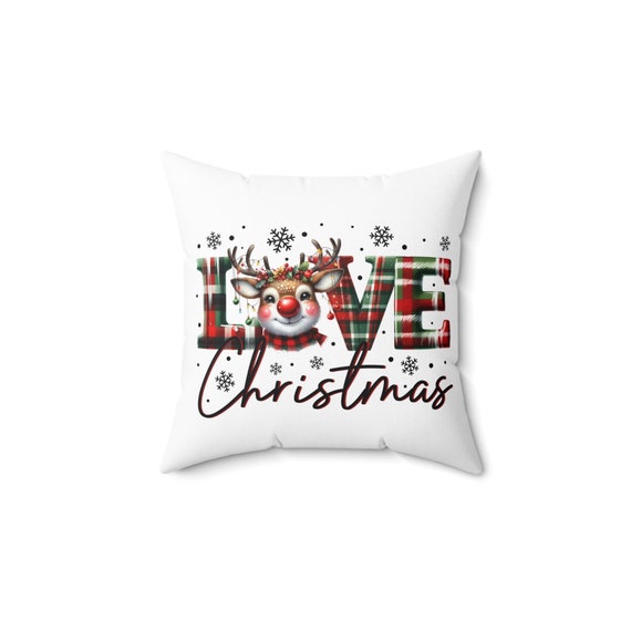 Christmas Square Pillow, Holiday Decor, Festive Throw Pillow, Winter Home Accent, Seasonal Cushion Cover