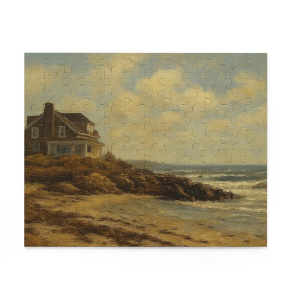 Coastal Mothers Beach Kennebunk Cottage Seascape Puzzle
