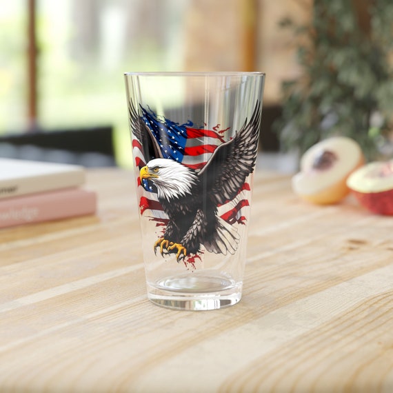Patriot Eagle Pint Glass, 16oz beer glass