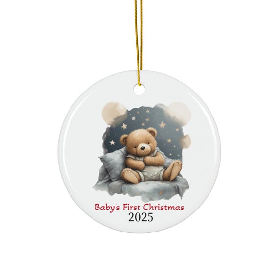 Baby's First Christmas Ceramic Ornament, Keepsake Gift for New Parents, Holiday Tree Decoration, Family Tradition Decor, Christmas