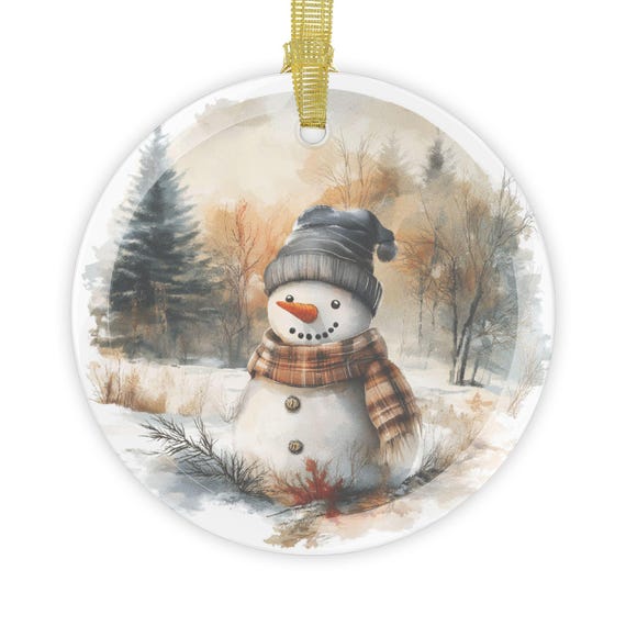 Glass Ornaments, Vintage Snowman Christmas Tree Decoration, Winter Holiday Decor, Retro Glass Baubles, Festive Ornament Set, Holiday Home